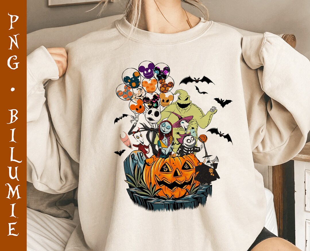 Retro Nightmare Before Christmas Floral PNG Halloween Png - Etsy