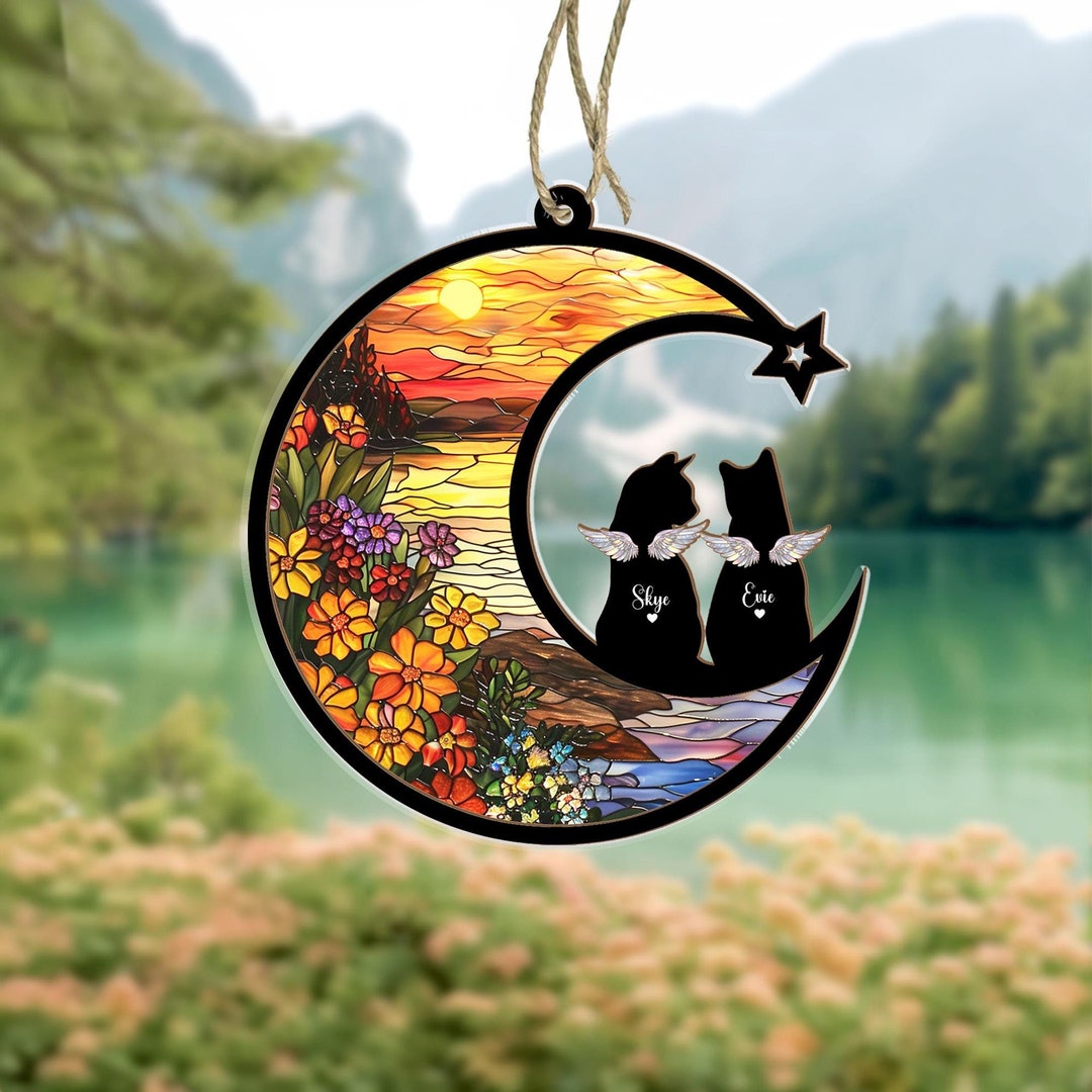 Personalized Cats Loss Suncatcher, Custom Pet Memorial Gift, Cat ...
