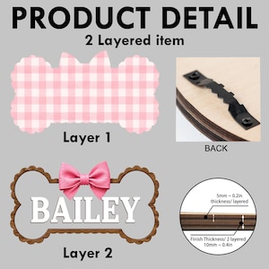 Letrero colgante de madera personalizado con forma de hueso de perro, letrero personalizado con el nombre del perro, decoración para la habitación del perro, regalo para mamás perrunas, regalo para dueños de mascotas, placa con el nombre del cachorro. imagen 4