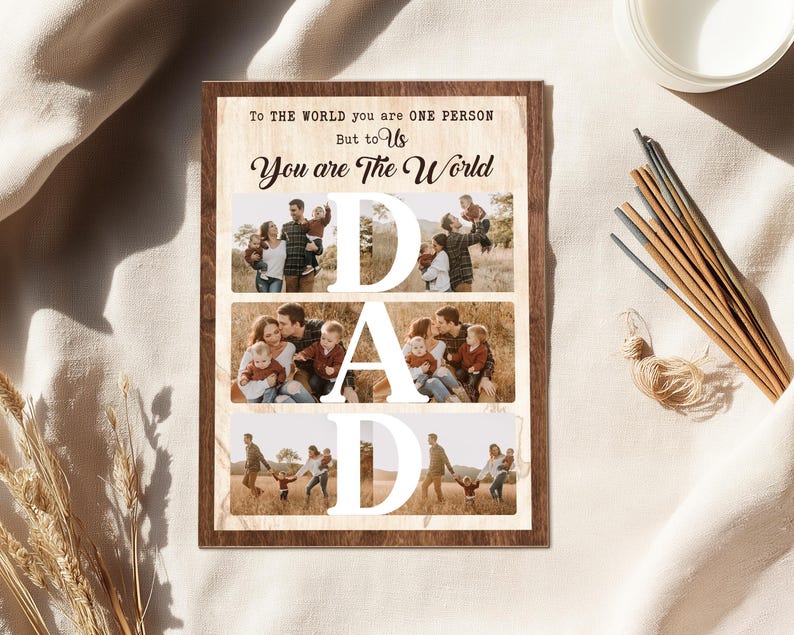 Custom Dad Photo Collage Sign, Custom Dad Photo Gift From Kids, Gift For Dad, Grandpa Gift, Dad Birthday Gift, Best Dad Gift, New Dad Gift afbeelding 8