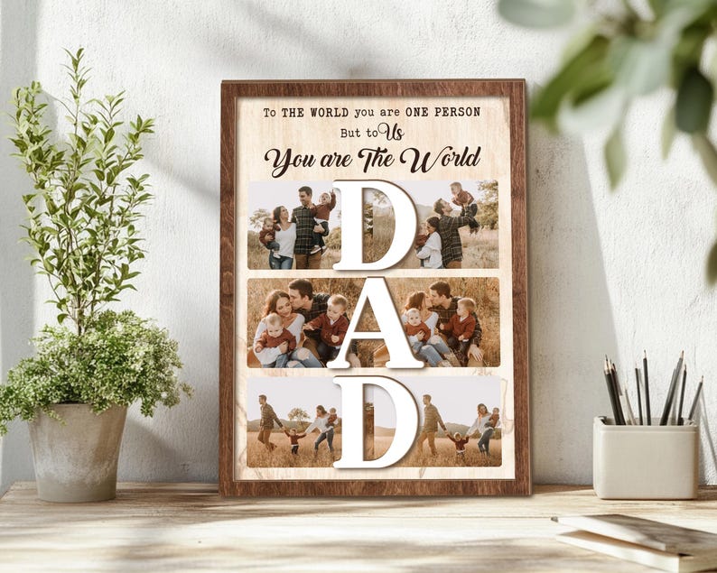 Custom Dad Photo Collage Sign, Custom Dad Photo Gift From Kids, Gift For Dad, Grandpa Gift, Dad Birthday Gift, Best Dad Gift, New Dad Gift afbeelding 5