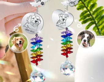 Custom Pet Memorial Crystal Suncatcher, Dog Loss Sympathy Gift, Dog Memorial Gifts, Pet Loss Gift, Dogs Remembrance Gift, Gift For Dog Lover