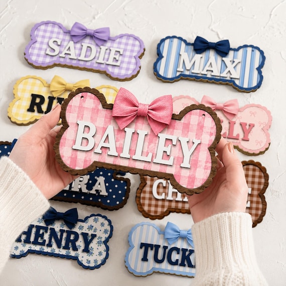 Personalized Dog Bone Wooden Hanging Sign, Custom Dog Name Sign, Dog Room Decor, Dog Mom Gift, Pet Owner Gift, Puppy Name Plaque