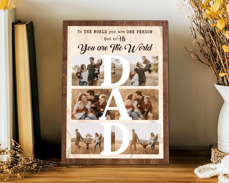 Custom Dad Photo Collage Sign, Custom Dad Photo Gift From Kids, Gift For Dad, Grandpa Gift, Dad Birthday Gift, Best Dad Gift, New Dad Gift 1 Layer