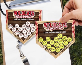 Custom Baseball Shaker Magnet, Custom Softball Coach Gifts, Custom Baseball With Name Magnet, End Of Season Coach Gifts, Baseball Team Gifts