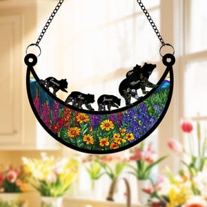 Custom Mama Bear Suncatcher, Custom Bear Family Suncatcher, Gift For Mom, Bear Gifts, Mothers Day Gift, Mom Birthday Gift, Window Hanging image 6