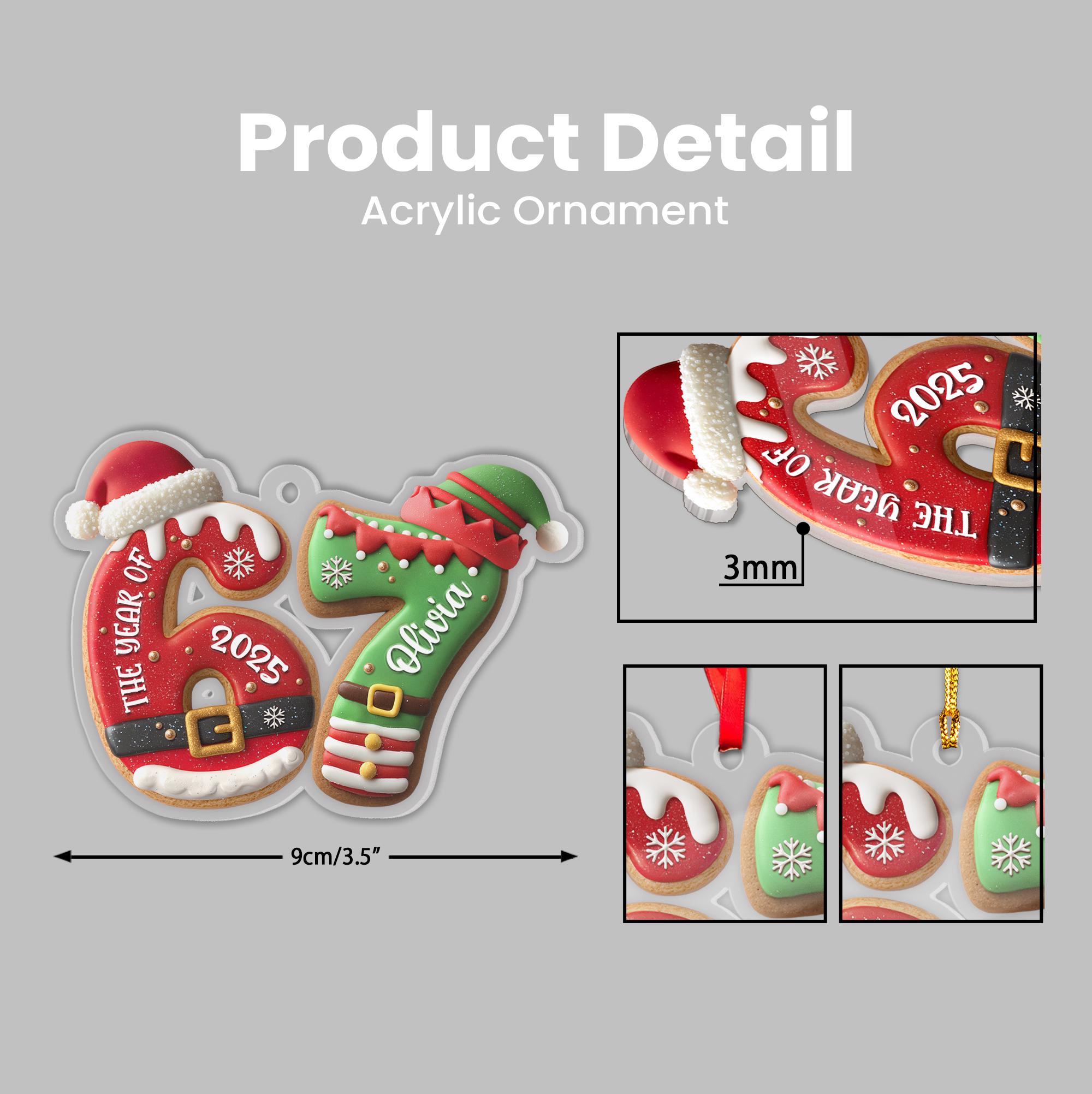 NEW Custom Name 6 7 Santa Claus Elf Christmas Ornament, Six Seven