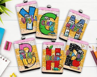 Custom Teacher ID Badge Holder, Faux Glitter Badge Holder, Gift For Teacher, Teacher Appreciation Gift, Back To School Gift From Student