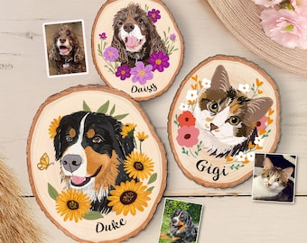 Custom Dog Portrait Wooden Hanging, Custom Pet Portrait Using Pet Photo, Dog Memorial Gift, Dog Portrait Wall Art, Pet Loss Sympathy Gift