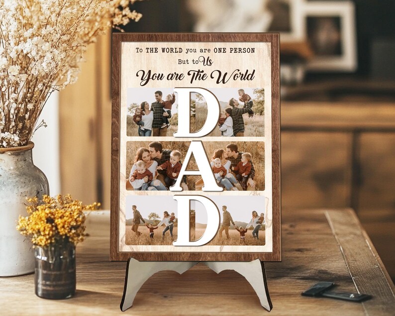 Custom Dad Photo Collage Sign, Custom Dad Photo Gift From Kids, Gift For Dad, Grandpa Gift, Dad Birthday Gift, Best Dad Gift, New Dad Gift afbeelding 3