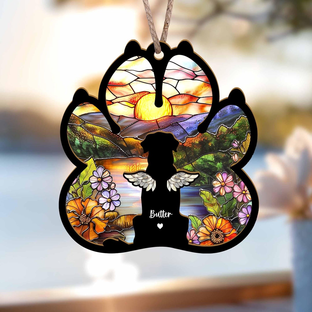 Personalized Dog Loss Sympathy Gift, Custom Dog Memorial Suncatcher ...