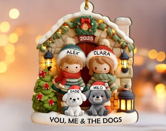 Personalized Couple Christmas Ornament, Custom Family With Pet Ornament, First Christmas Ornament, Family Christmas Gift, Christmas Decor