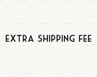 May include: White background with a repeating pattern of light blue wavy lines. The text "EXTRA SHIPPING FEE" is centered in black.