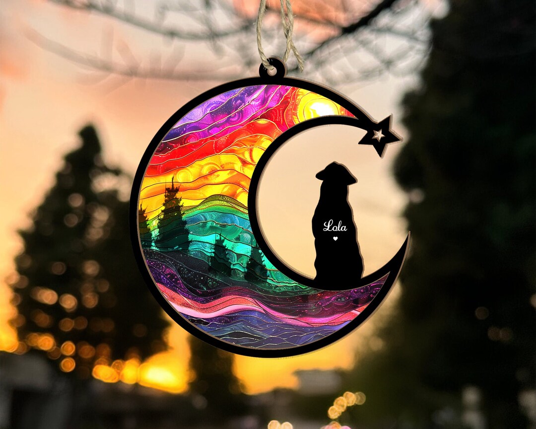 Personalized Dog Rainbow Bridge Suncatcher, Loss of Dog Sympathy Gift ...