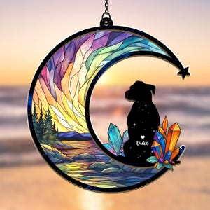 Custom Crystal Dog Memorial Suncatcher, Custom Loss Of Dog Gift, Pet Loss Sympathy Gift, Dog Memorial Gift, Dog Lover Gift, Window Hanging