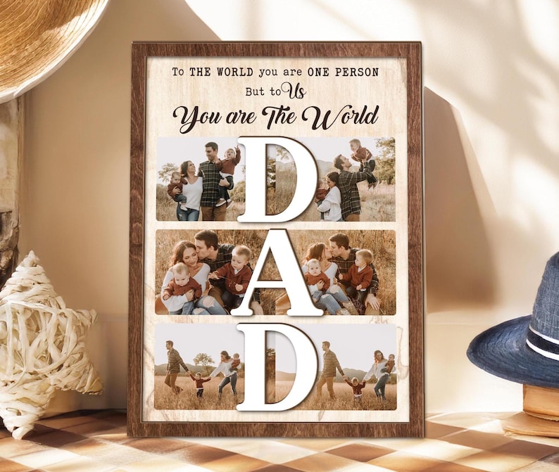 Custom Dad Photo Collage Sign, Custom Dad Photo Gift From Kids, Gift For Dad, Grandpa Gift, Dad Birthday Gift, Best Dad Gift, New Dad Gift 2 Layered