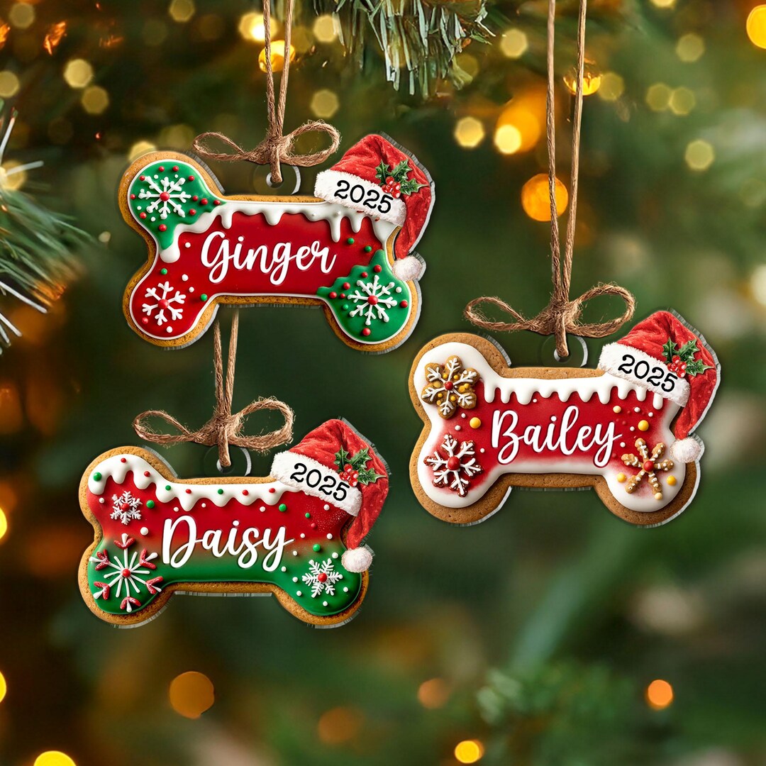 Custom Dog Bone Gingerbread Christmas Ornament, Custom Dog Ornament ...