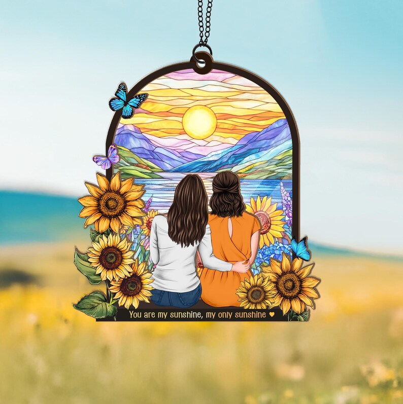 Custom Mom and Daughter Portrait Suncatcher, Mothers Day Gift, Gift for ...