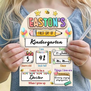 Custom First Day School Sign, Back to School Sign, First Day Of Kindergarten Sign, 1st Day of School Sign, Reusable First And Last Day Sign