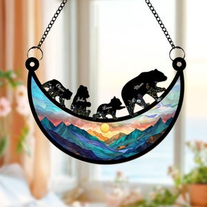 Custom Mama Bear Suncatcher, Custom Bear Family Suncatcher, Gift For Mom, Bear Gifts, Mothers Day Gift, Mom Birthday Gift, Window Hanging image 9