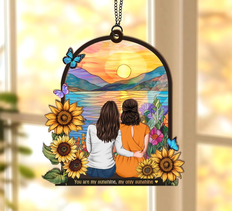 Custom Mom and Daughter Portrait Suncatcher, Mothers Day Gift, Gift for ...