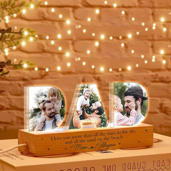 Personalized Dad Night Light, Custom Dad Photo Collage, Father's Day Gift, Gift for Dad, Best Dad Gift, Dad Gift From Kids, Gift For Husband