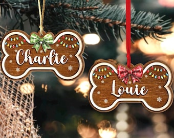 Custom Dog Bone Christmas Ornament, Dog's First Christmas Ornament, Pet Ornament, Dog Christmas Gift, Pet Christmas Gift, Christmas Decor