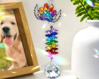 Custom Dog Memorial Crystal Suncatcher, Pet Loss Gift, Dog Memorial Gifts, Pet Sympathy Gift, Dogs Remembrance Gift, Gift For Dog Lovers