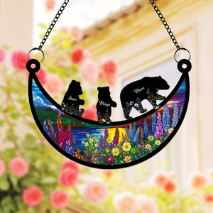 Custom Mama Bear Suncatcher, Custom Bear Family Suncatcher, Gift For Mom, Bear Gifts, Mothers Day Gift, Mom Birthday Gift, Window Hanging image 8