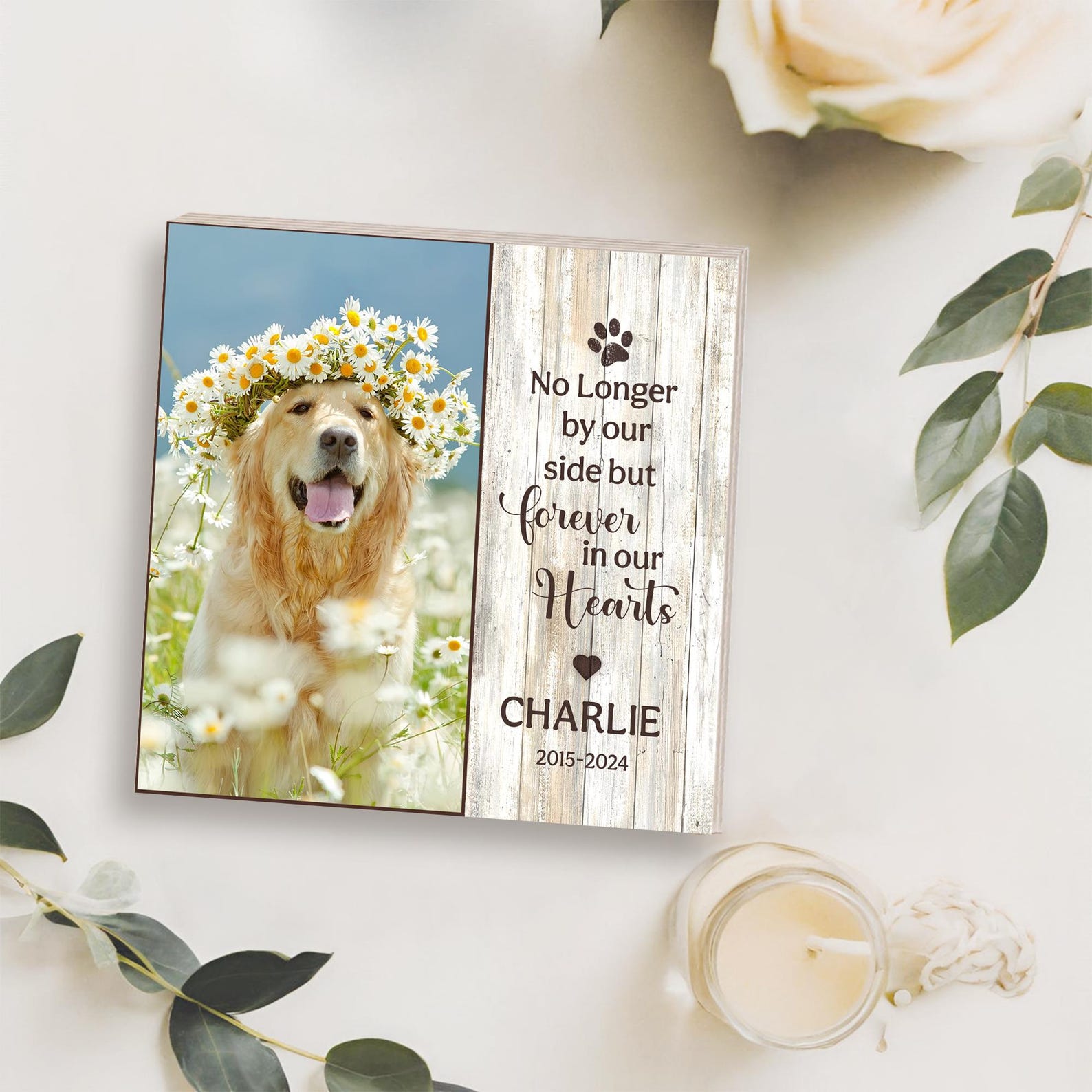Personalized Dog Memorial Photo Block, Custom Dog Memorial Photo Frame ...