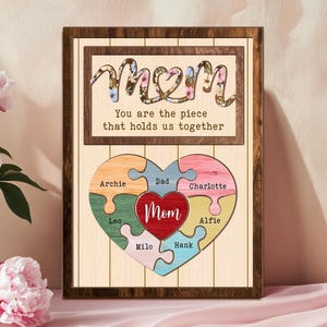 Custom Mom Puzzle Sign With Kids Name, Mother&#39;s Day Puzzle Sign, Gift for Mom, Mom Gift From Kids, New Mom Gift, Mother In Law Gift