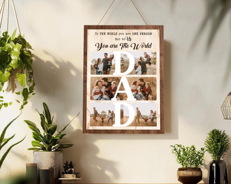 Custom Dad Photo Collage Sign, Custom Dad Photo Gift From Kids, Gift For Dad, Grandpa Gift, Dad Birthday Gift, Best Dad Gift, New Dad Gift afbeelding 7