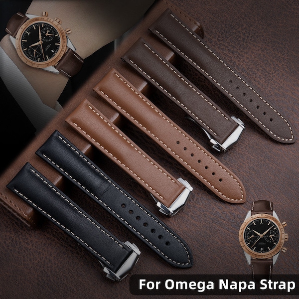 20mm Napa Cowhide Watchband Real Leather Band For Omega Strap AQUA TERRA AT150 Seamaster Diver 300M Speedmaster Bracelet