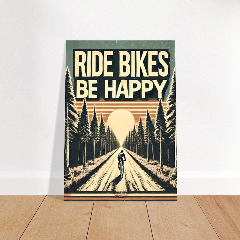 RIDE BIKES Be HAPPY Poster - Inspiring Wall Art for Bicycle Lovers - Etsy