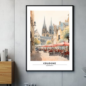 Köln / Cologne wall art print gift for travel lovers, architecture | Stylish city panorama | Wall decor for home