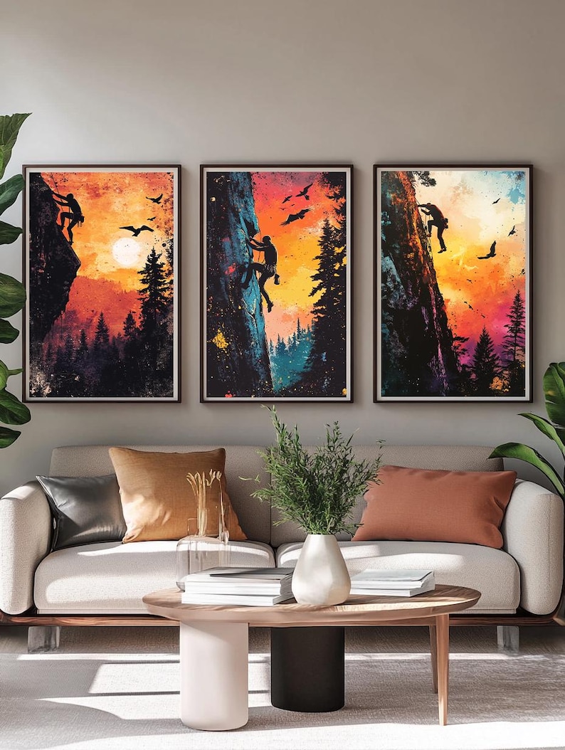Climbing Adventure Wall Art Bouldering Dynamic Mountain Climbing Poster