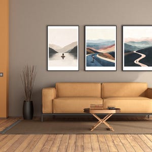 Triathlon Wandkunst - 3er SET - Schwimmen - Radfahren - Laufen | Abstraktes Poster Set | Unikat  Prints Set | ohne Rahmen | T14