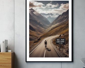 Stelvio Pass - Stelvio Joch Road Bike Drawing, Bicycle Poster, Faceless Portrait, Gravel Bike Illustration, Road Bike Drawing, Gift