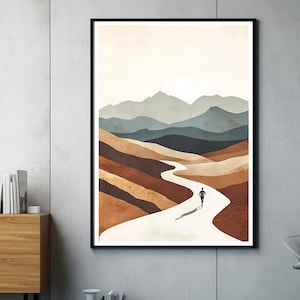Trail Runner Art Print | Minimalist Running Wall Art | Scenic Trail Decor | Gift for Runners and Nature Enthusiasts | Poster TR10