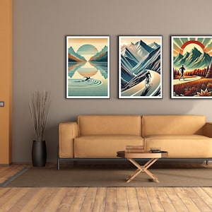 Triathlon Wandkunst - 3er SET - Schwimmen - Radfahren - Laufen | Abstraktes Poster Set | Unikat Prints Set | ohne Rahmen