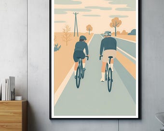 Minimalistische racefietsposter | Fietsmuurdecoratie | Moderne fietsillustratie | Cadeau voor fietsers | Poster zonder lijst