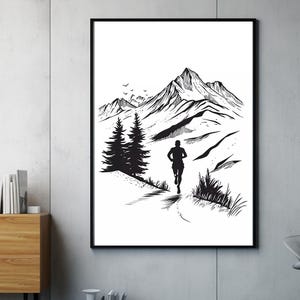 Lined Runner Art Print | Minimalist Line Art Running Poster | Elegant Movement Decor | Gift for Runners and Art Enthusiasts | Posters