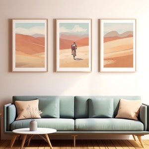 Racefiets kunst aan de muur - SET VAN 3 - T | Minimalistische fietsposterset | Racefietsafdrukken instellen | zonder lijst | Grote Ronde