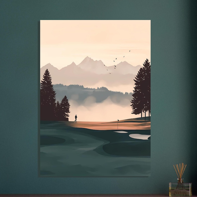 Póster de golf minimalista | Arte de pared de golf moderno en colores pastel | Regalo para golfistas sin marco | Decoración de golf para sala de estar y oficina. imagen 7