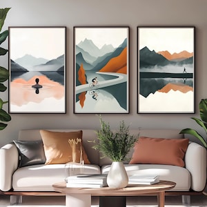 Triathlon Wandkunst - 3er SET - Schwimmen - Radfahren - Laufen | Abstraktes Poster Set | Unikat  Prints Set | ohne Rahmen | T19