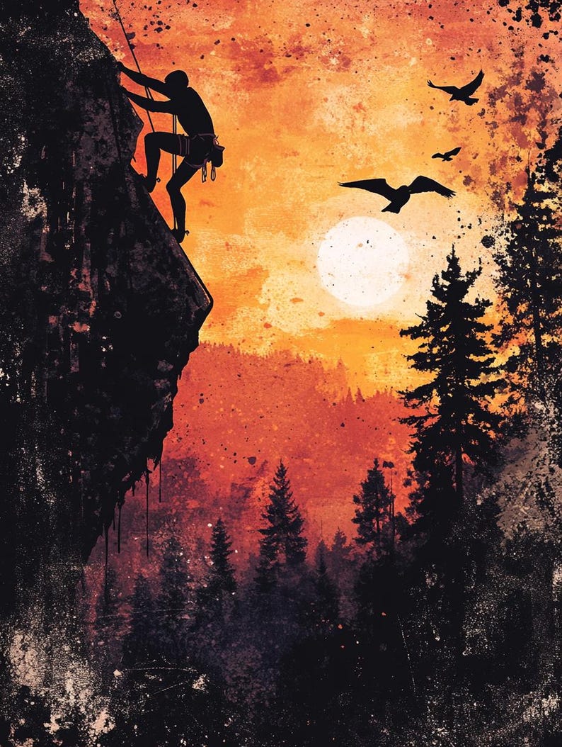 Climbing Adventure Wall Art Bouldering Dynamic Mountain Climbing Poster