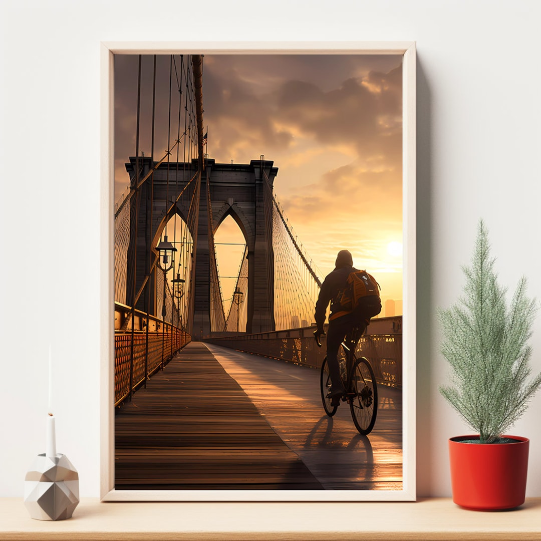 Road Bike Wall Art NEW YORK USA Cyclist Minimalistic Cycling Poster