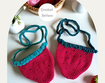 Patrón de monedero de fresa a crochet, bolso de verano para principiantes (patrón PDF)