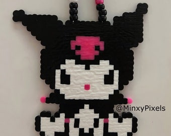 Black Cat Bunny Kandi Perler Necklace kawaii Kitty pixel beads jewelry rave candy wear perlers Kandi style accessory concert cute gifts