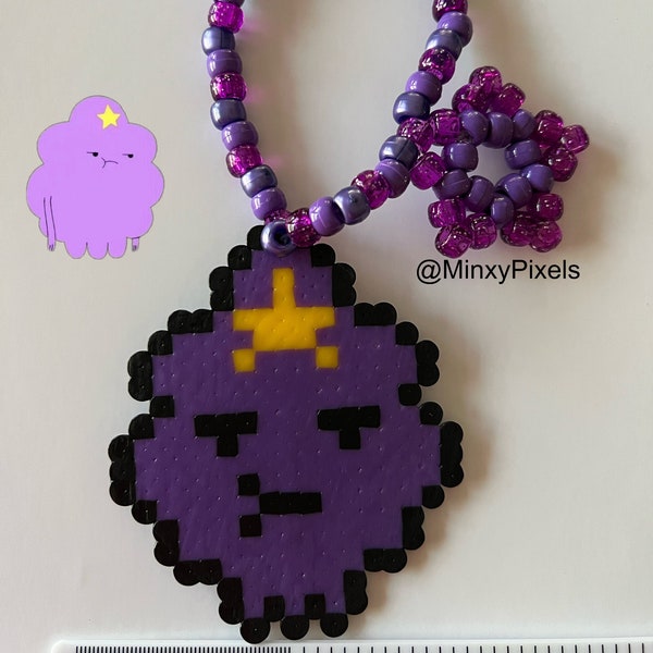 Lumpy Adventure Cartoon Princess Kandi Perler Bracelet LSP purple star pixel beads jewelry rave wear perlers style candy accessories